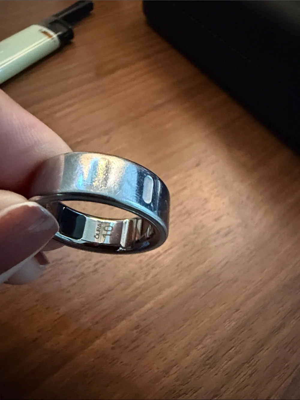 Oura ring. Size 10. Silver. Plus White Magnetic Charging Pad with LED Indicator